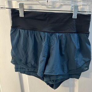 Lulu Lemon Women's Black and Blue Shorts